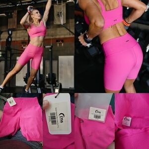 ZYIA Ribbed Reve Muted Magenta Pink Athletic Shorts Sz Large Pink Activewear